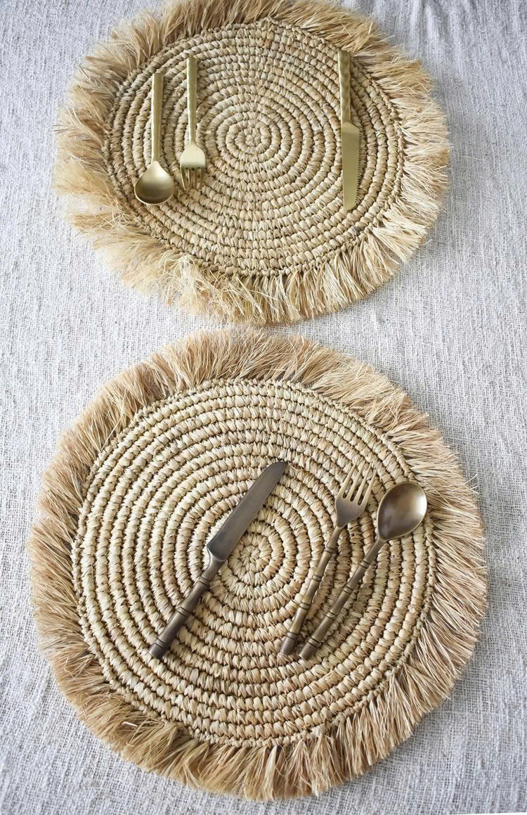 Raffia Fringe Round Placemats