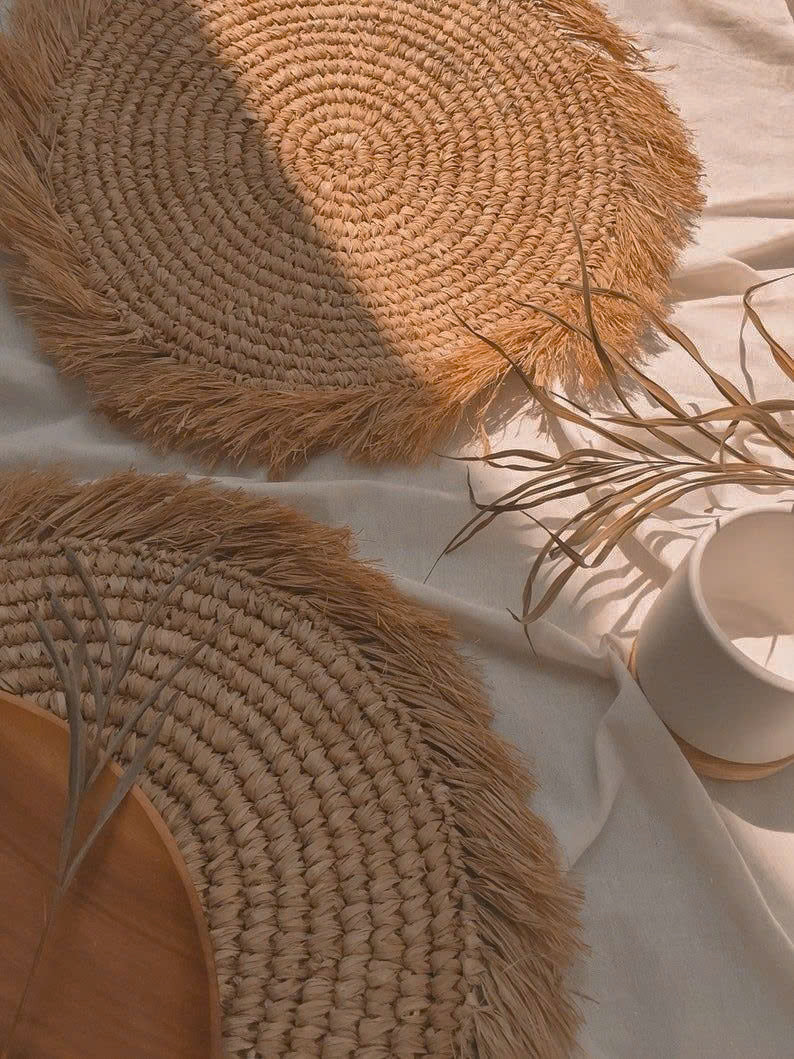 Raffia Fringe Round Placemats